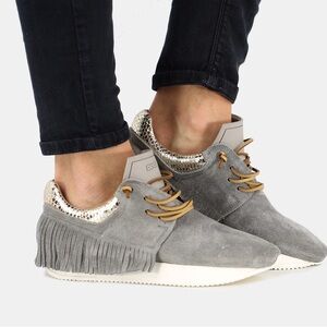 Esseutesse fringe Leather Suede sneakers Grey size 39 (US 9)